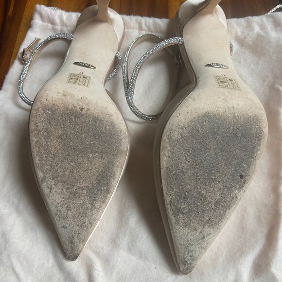 Badgley Mischka Kamilah Pointed Ankle Strap High Heel Sandals in Latte - Picture 4 of 4